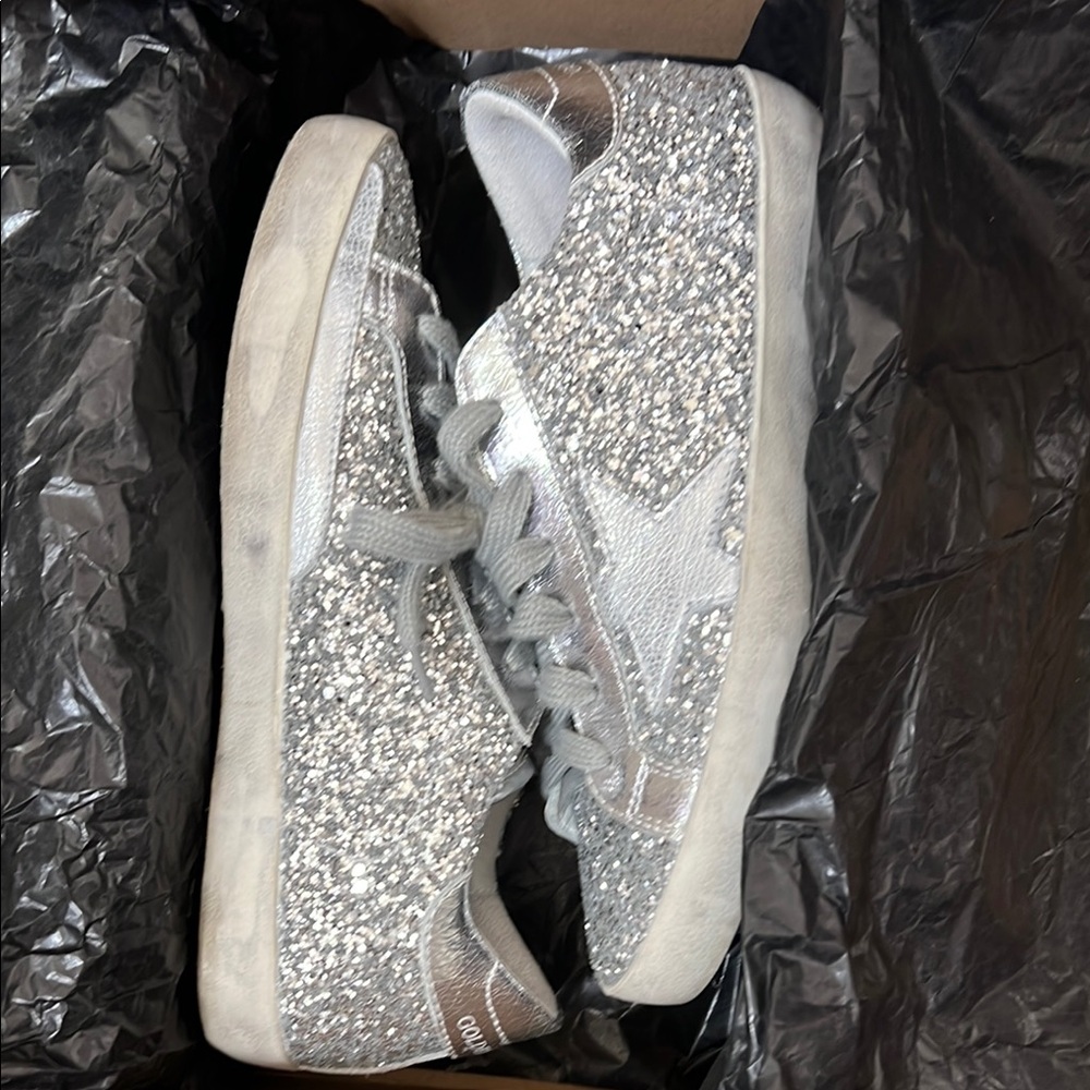 Stylish Silver Glitter Sneakers for Women